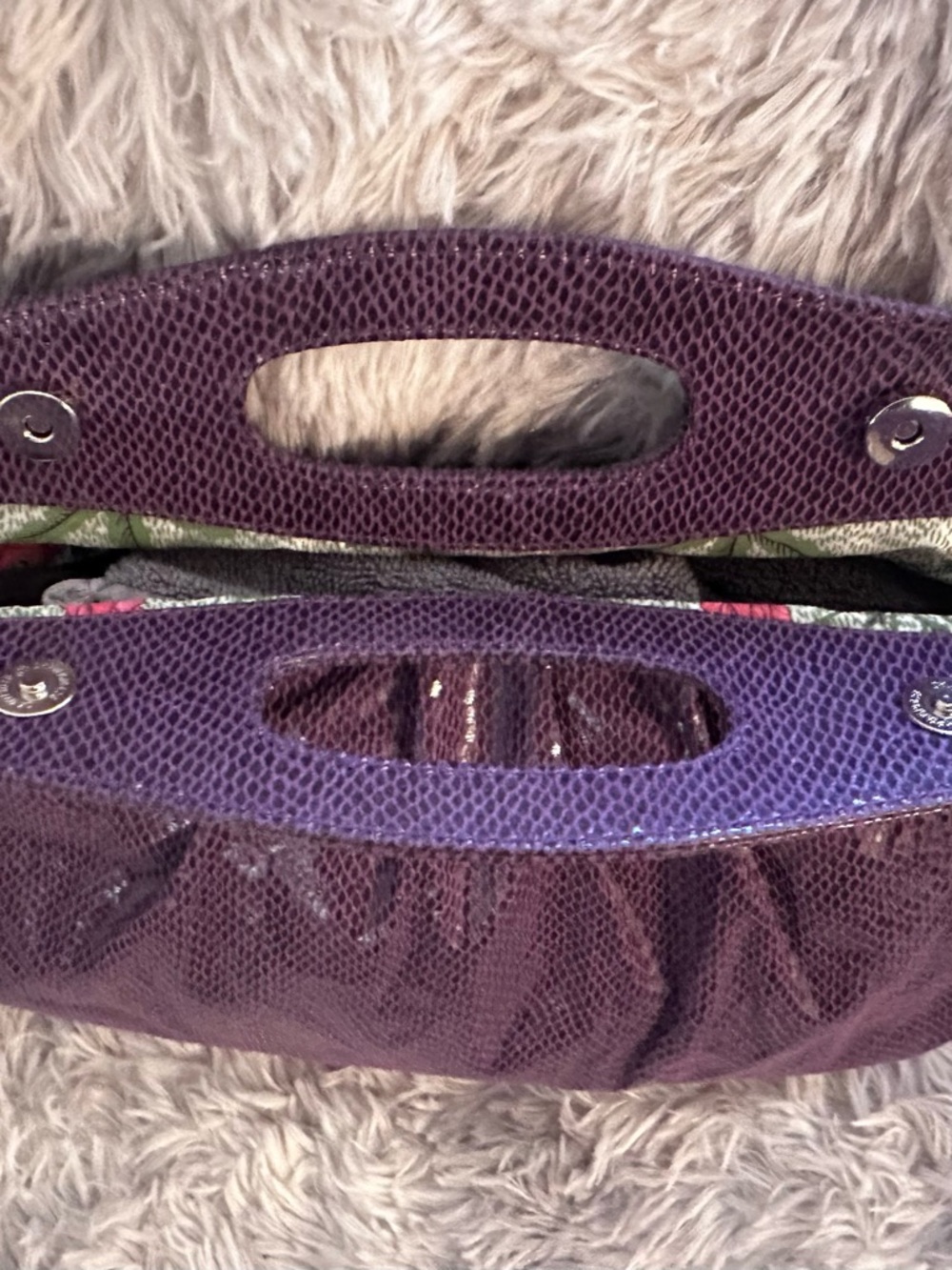 NYC by Perlina Purple Handbag in Vegan Snakeskin - Picture 7 of 8